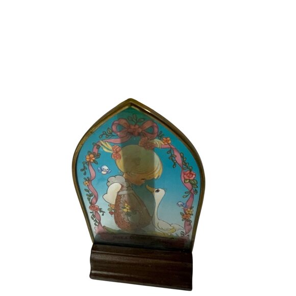 Vintage Precious Moments Noise Arch Plaque 6 1/2" Make A Joyful Girl Goose Wood - Picture 3 of 8